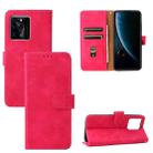 For ZTE Blade V30 Skin Feel Magnetic Buckle Calf Texture PU Phone Case(Rose Red) - 1