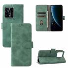 For ZTE Blade V30 Skin Feel Magnetic Buckle Calf Texture PU Phone Case(Green) - 1