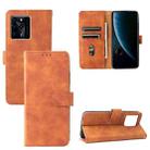 For ZTE Blade V30 Skin Feel Magnetic Buckle Calf Texture PU Phone Case(Brown) - 1