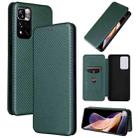 For Xiaomi Redmi Note 11 Pro / Note 11 Pro+ Carbon Fiber Texture Horizontal Flip PU Phone Case(Green) - 1