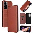 For Xiaomi Redmi Note 11 Pro / Note 11 Pro+ Carbon Fiber Texture Horizontal Flip PU Phone Case(Brown) - 1