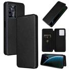 For ZTE Blade V30 Carbon Fiber Texture Horizontal Flip PU Phone Case(Black) - 1