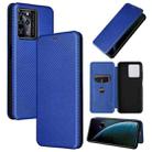 For ZTE Blade V30 Carbon Fiber Texture Horizontal Flip PU Phone Case(Blue) - 1