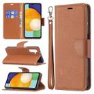 For Samsung Galaxy A13 5G Litchi Texture Pure Color Horizontal Flip Leather Phone Case with Holder & Card Slots & Wallet & Lanyard(Brown) - 1