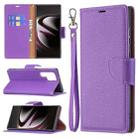 For Samsung Galaxy S22 Ultra 5G Litchi Texture Pure Color Horizontal Flip Leather Phone Case with Holder & Card Slots & Wallet & Lanyard(Purple) - 1
