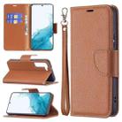 For Samsung Galaxy S22 5G Litchi Texture Pure Color Horizontal Flip Leather Phone Case with Holder & Card Slots & Wallet & Lanyard(Brown) - 1