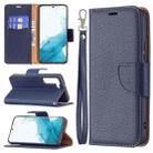 For Samsung Galaxy S22 5G Litchi Texture Pure Color Horizontal Flip Leather Phone Case with Holder & Card Slots & Wallet & Lanyard(Dark Blue) - 1