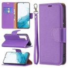 For Samsung Galaxy S22 5G Litchi Texture Pure Color Horizontal Flip Leather Phone Case with Holder & Card Slots & Wallet & Lanyard(Purple) - 1