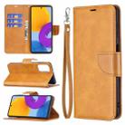 For Samsung Galaxy M52 5G Retro Lambskin Texture Pure Color Horizontal Flip Leather Phone Case with Holder & Card Slots & Wallet & Lanyard(Yellow) - 1