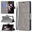 For Samsung Galaxy S22 Ultra 5G Retro Lambskin Texture Pure Color Horizontal Flip Leather Phone Case with Holder & Card Slots & Wallet & Lanyard(Grey) - 1