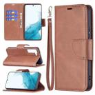 For Samsung Galaxy S22 5G Retro Lambskin Texture Pure Color Horizontal Flip Leather Phone Case with Holder & Card Slots & Wallet & Lanyard(Brown) - 1