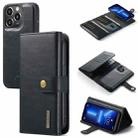 DG.MING Three Fold Wallet Style Leather Phone Case For iPhone 13 Pro(Black) - 1