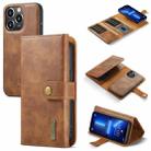 DG.MING Three Fold Wallet Style Leather Phone Case For iPhone 13 Pro(Brown) - 1