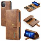 DG.MING Three Fold Wallet Style Leather Phone Case For iPhone 13(Brown) - 1