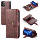 DG.MING Three Fold Wallet Style Leather Phone Case For iPhone 13(Red) - 1