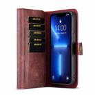 DG.MING Three Fold Wallet Style Leather Phone Case For iPhone 13(Red) - 4