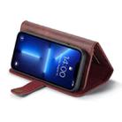 DG.MING Three Fold Wallet Style Leather Phone Case For iPhone 13(Red) - 6