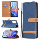 For Xiaomi Redmi Note 11 5G/Note 11T 5G/Poco M4 Pro 5G Color Matching Denim Texture Leather Phone Case with Holder & Card Slots & Wallet & Lanyard(Dark Blue) - 1