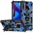 For Motorola G Pure Camouflage Armor Shockproof TPU + PC Magnetic Phone Case with Holder(Dark Blue) - 1