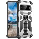 For Google Pixel 6 Pro Armor Shockproof TPU + PC Magnetic Phone Case with Holder(Silver) - 1