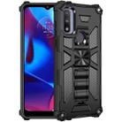 For Motorola G Pure Armor Shockproof TPU + PC Magnetic Phone Case with Holder(Black) - 1