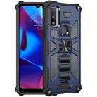 For Motorola G Pure Armor Shockproof TPU + PC Magnetic Phone Case with Holder(Blue) - 1