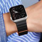 DUX DUCIS Chain Version Magnetic PU Leather Watch Band For Apple Watch Series 8&7 41mm / SE 2&6&SE&5&4 40mm / 3&2&1 38mm(Black + Orange) - 1