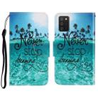 For Samsung Galaxy A03s 166mm Version 3D Colored Drawing Horizontal Flip Leather Phone Case with Holder & Card Slots & Wallet(Blue Coconut Grove) - 1
