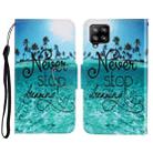 For Samsung Galaxy A12 3D Colored Drawing Horizontal Flip Leather Phone Case with Holder & Card Slots & Wallet(Blue Coconut Grove) - 1