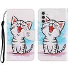 For Samsung Galaxy A13 5G 3D Colored Drawing Horizontal Flip Leather Phone Case with Holder & Card Slots & Wallet(Red Mouth Cat) - 1