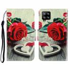 For Samsung Galaxy A22 4G 3D Colored Drawing Horizontal Flip Leather Phone Case with Holder & Card Slots & Wallet(Red Rose) - 1