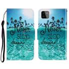 For Samsung Galaxy A22 5G 3D Colored Drawing Horizontal Flip Leather Phone Case with Holder & Card Slots & Wallet(Blue Coconut Grove) - 1