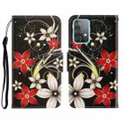For Samsung Galaxy A52 3D Colored Drawing Horizontal Flip Leather Phone Case with Holder & Card Slots & Wallet(Red Flower) - 1