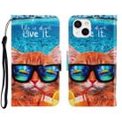 For iPhone 13 mini 3D Colored Drawing Horizontal Flip Leather Phone Case (Underwater Cat) - 1