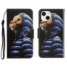 For iPhone 13 3D Colored Drawing Horizontal Flip Leather Phone Case(Down Jacket Cat) - 1