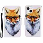 For iPhone 13 3D Colored Drawing Horizontal Flip Leather Phone Case(Fox) - 1