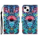 For iPhone 13 3D Colored Drawing Horizontal Flip Leather Phone Case(Mandala) - 1