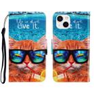 For iPhone 13 3D Colored Drawing Horizontal Flip Leather Phone Case(Underwater Cat) - 1