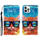 For iPhone 13 Pro 3D Colored Drawing Horizontal Flip Leather Phone Case (Underwater Cat) - 1