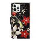 For iPhone 13 Pro 3D Colored Drawing Horizontal Flip Leather Phone Case (Red Flower) - 3