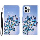 For iPhone 13 Pro 3D Colored Drawing Horizontal Flip Leather Phone Case (Multiple Butterflies) - 1