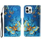 For iPhone 13 Pro Max 3D Colored Drawing Horizontal Flip Leather Phone Case (Jade Butterfly) - 1