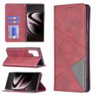For Samsung Galaxy S22 Ultra 5G Prismatic Invisible Magnetic Horizontal Flip Phone Leather Case with Holder & Card Slots & Photo Frame(Red) - 1