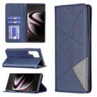 For Samsung Galaxy S22 Ultra 5G Prismatic Invisible Magnetic Horizontal Flip Phone Leather Case with Holder & Card Slots & Photo Frame(Blue) - 1
