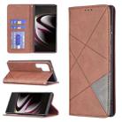 For Samsung Galaxy S22 Ultra 5G Prismatic Invisible Magnetic Horizontal Flip Phone Leather Case with Holder & Card Slots & Photo Frame(Brown) - 1