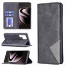 For Samsung Galaxy S22 Ultra 5G Prismatic Invisible Magnetic Horizontal Flip Phone Leather Case with Holder & Card Slots & Photo Frame(Black) - 1