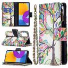 For Samsung Galaxy M52 5G Colored Drawing Pattern Zipper Horizontal Flip Phone Leather Case with Holder & Card Slots & Wallet(Tree) - 1