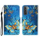 For Samsung Galaxy S22 5G 3D Colored Drawing Horizontal Flip Leather Phone Case(Jade Butterfly) - 1