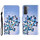 For Samsung Galaxy S22 5G 3D Colored Drawing Horizontal Flip Leather Phone Case(Multiple Butterflies) - 1