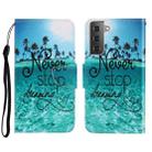 For Samsung Galaxy S22 5G 3D Colored Drawing Horizontal Flip Leather Phone Case(Blue Coconut Grove) - 1